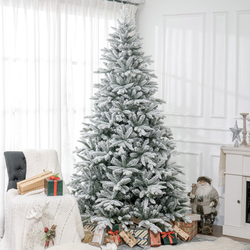 HOMCOM 8ft Snow Flocked Artificial Christmas Tree