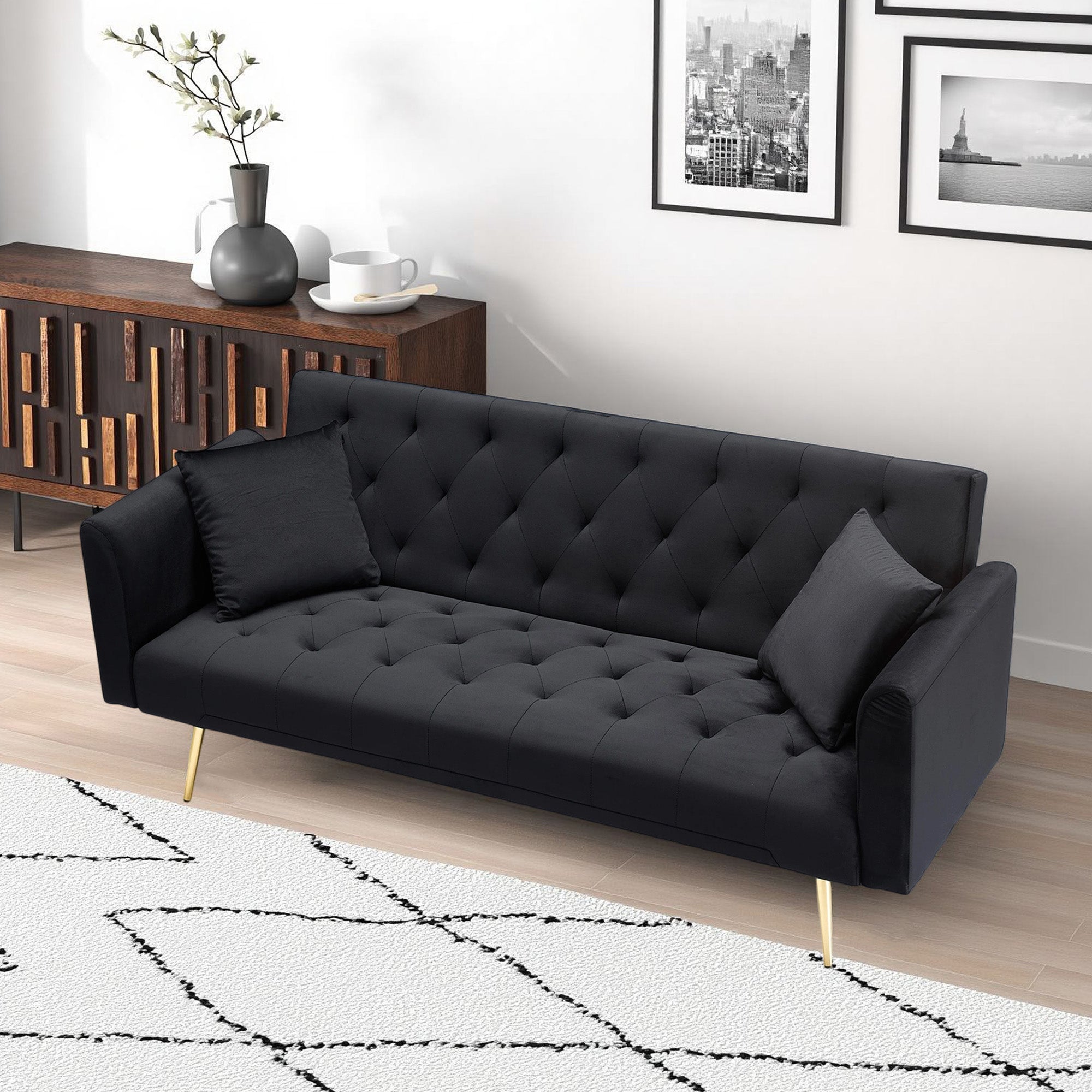 71-inch Foldable Double Sofa with American Retro Style