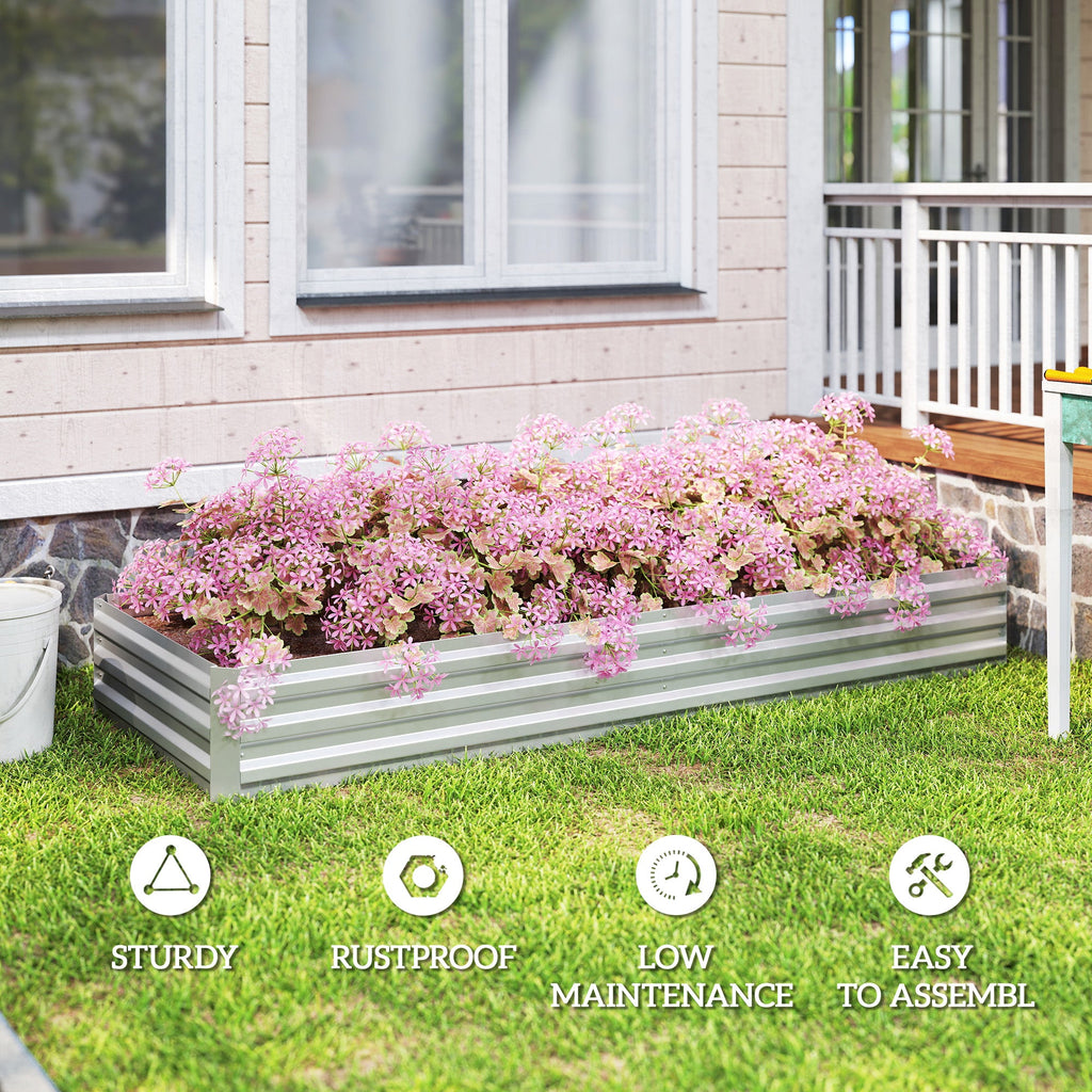 Outsunny 95" x 36" Galvanized Raised Garden Bed
