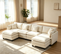 Modern 4-Seater Sectional Sofa with 2 Ottomans