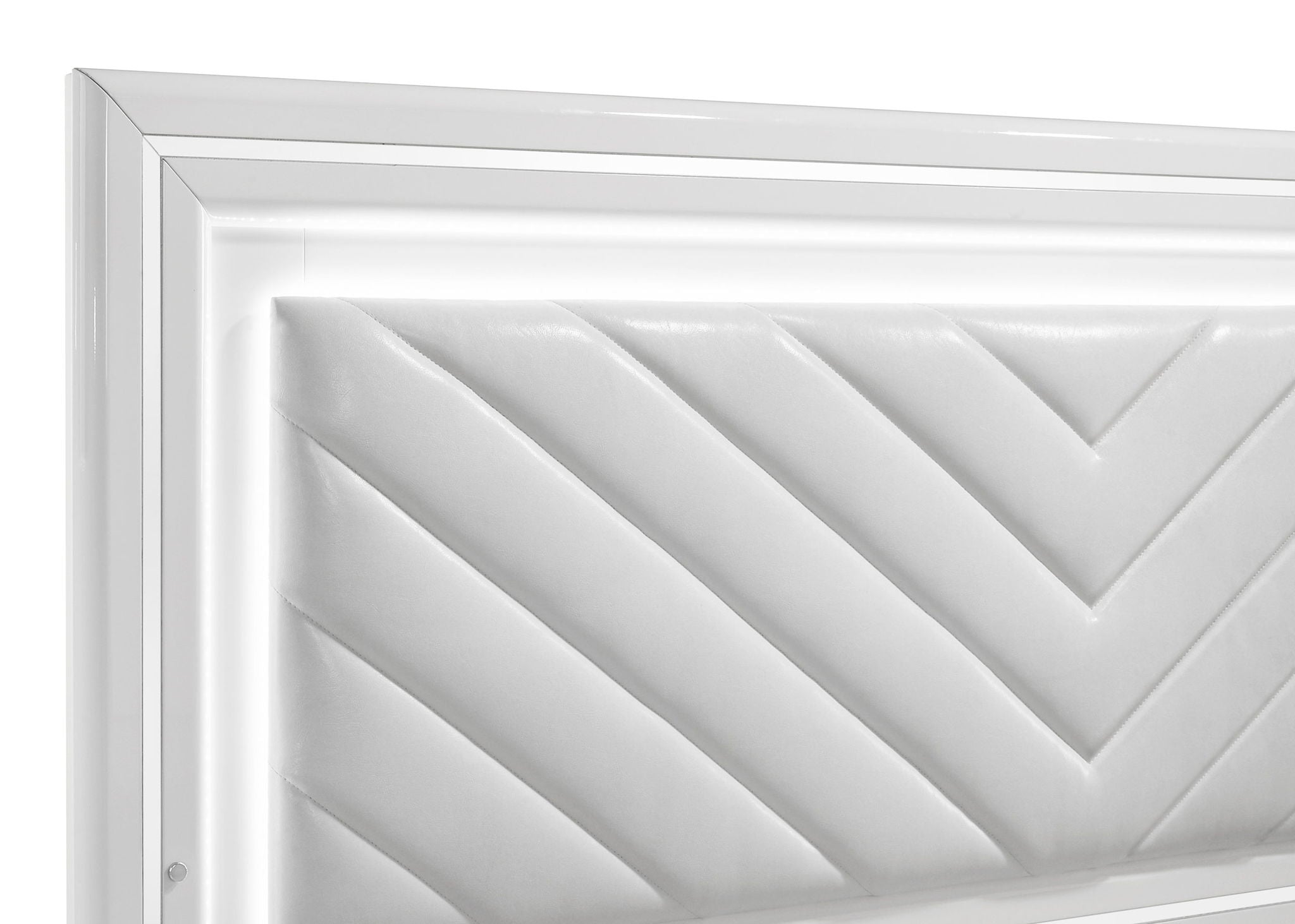 Cassia Queen LED Panel Bed White High Gloss