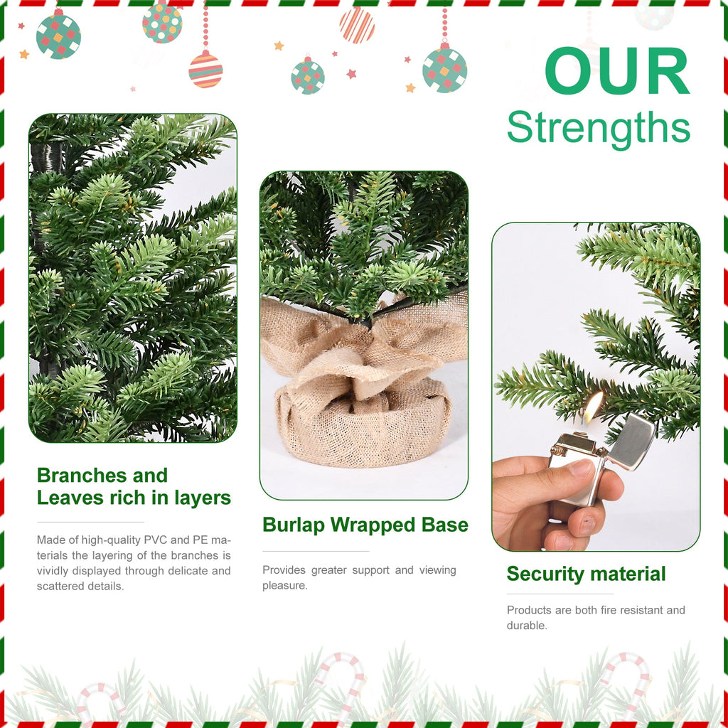 2FT Full PE Tabletop Christmas Tree with 230 Tips, Realistic