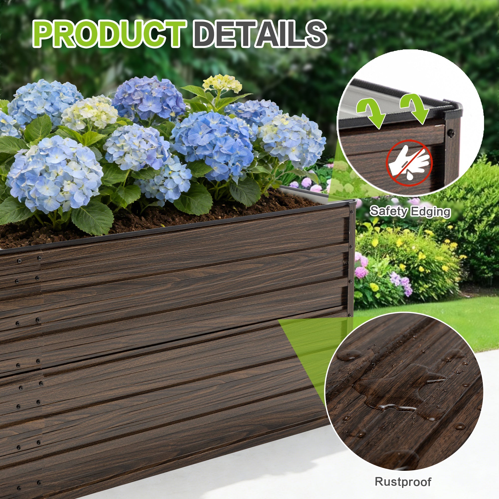 74.6"x35.4"x25" Raised Garden Bed Kit