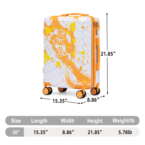 20 Inch PC Spinner Wheel Luggage, Carry-On Suitcase - Orange
