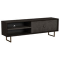 Manaya - 2 Door Stand With Open Shelving And Hidden Storage - Charcoal Black