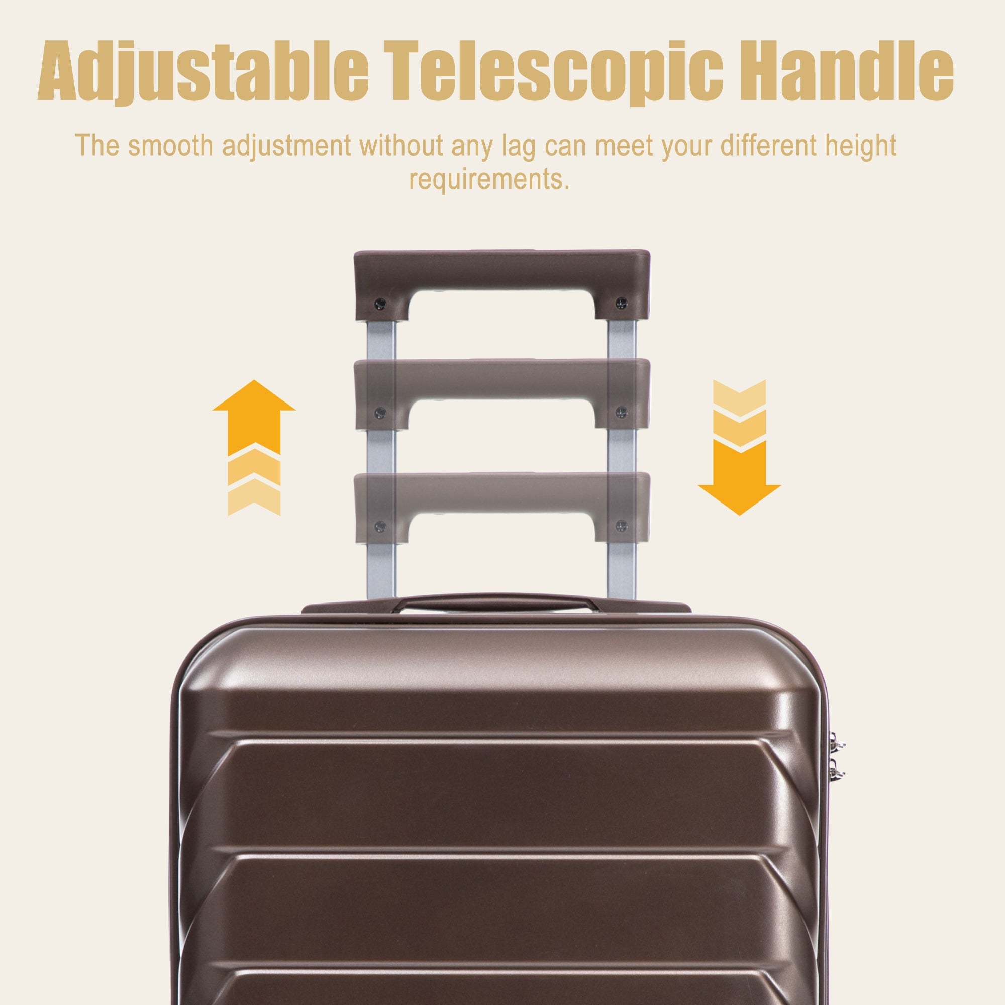 20 Inch ABS Hard Shell Travel Checked Luggage - Brown