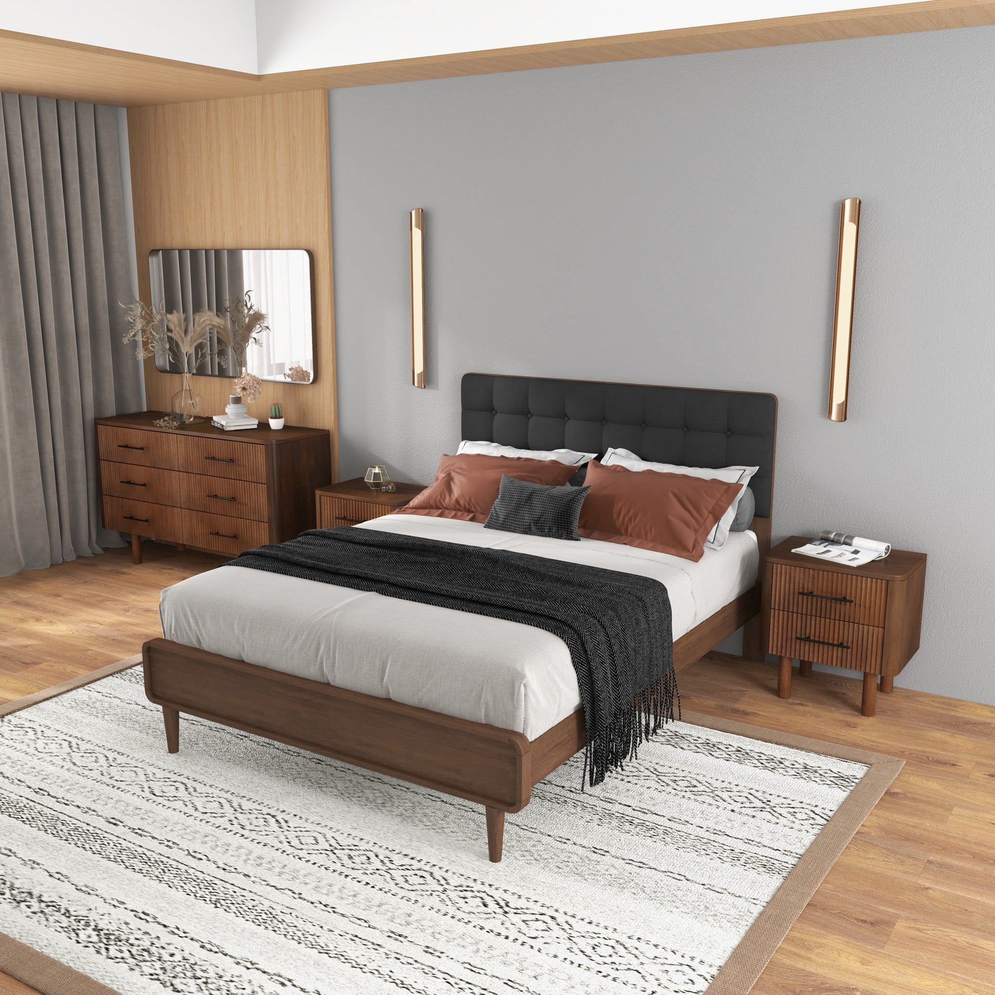 Logan - Nightsd Bed Side Tables With 2 Drawers - Brown