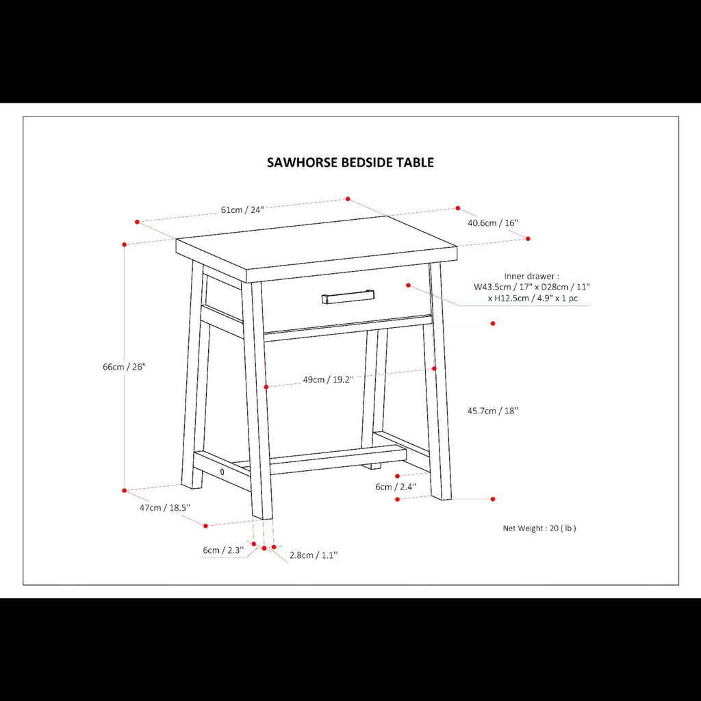 Sawhorse - Handcrafted Bedside Table
