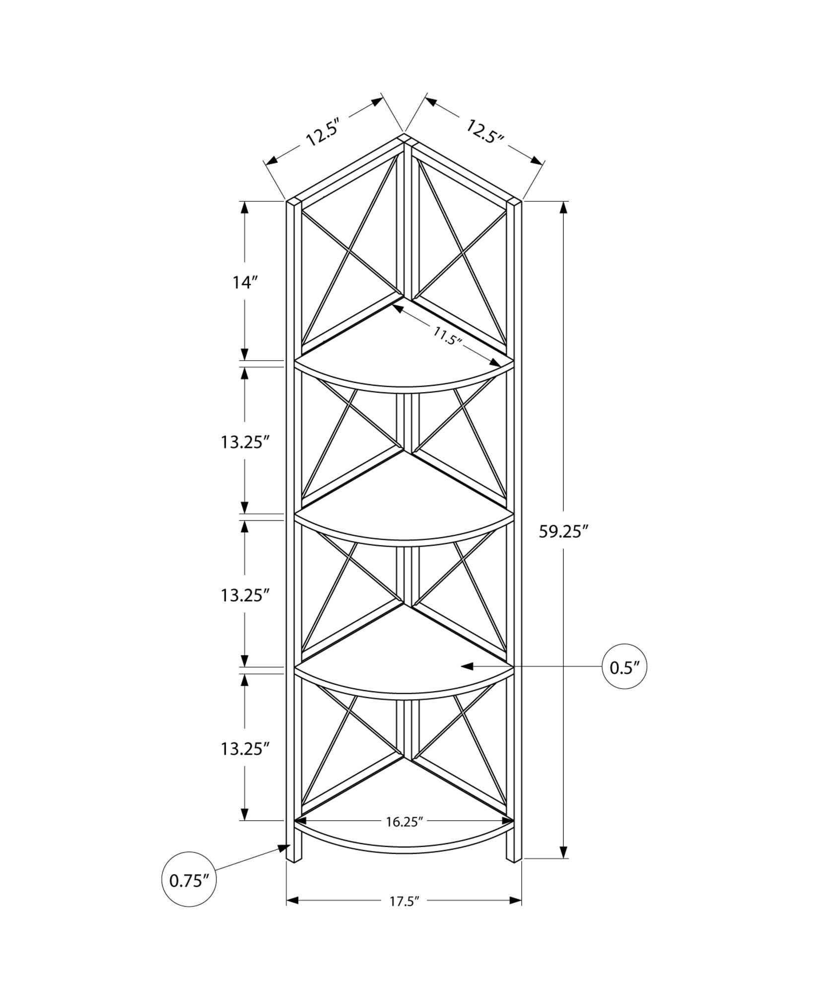 4-Tier Corner Bookshelf Etagere for Home Office
