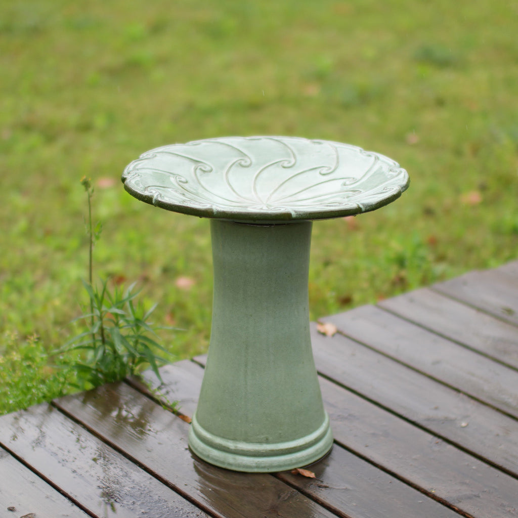 Handmade Glazed Ceramic Bird Bath