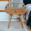 Circular Open Slot Nightstand, 1-Drawer, 1 Open Slot, Nordic Legs