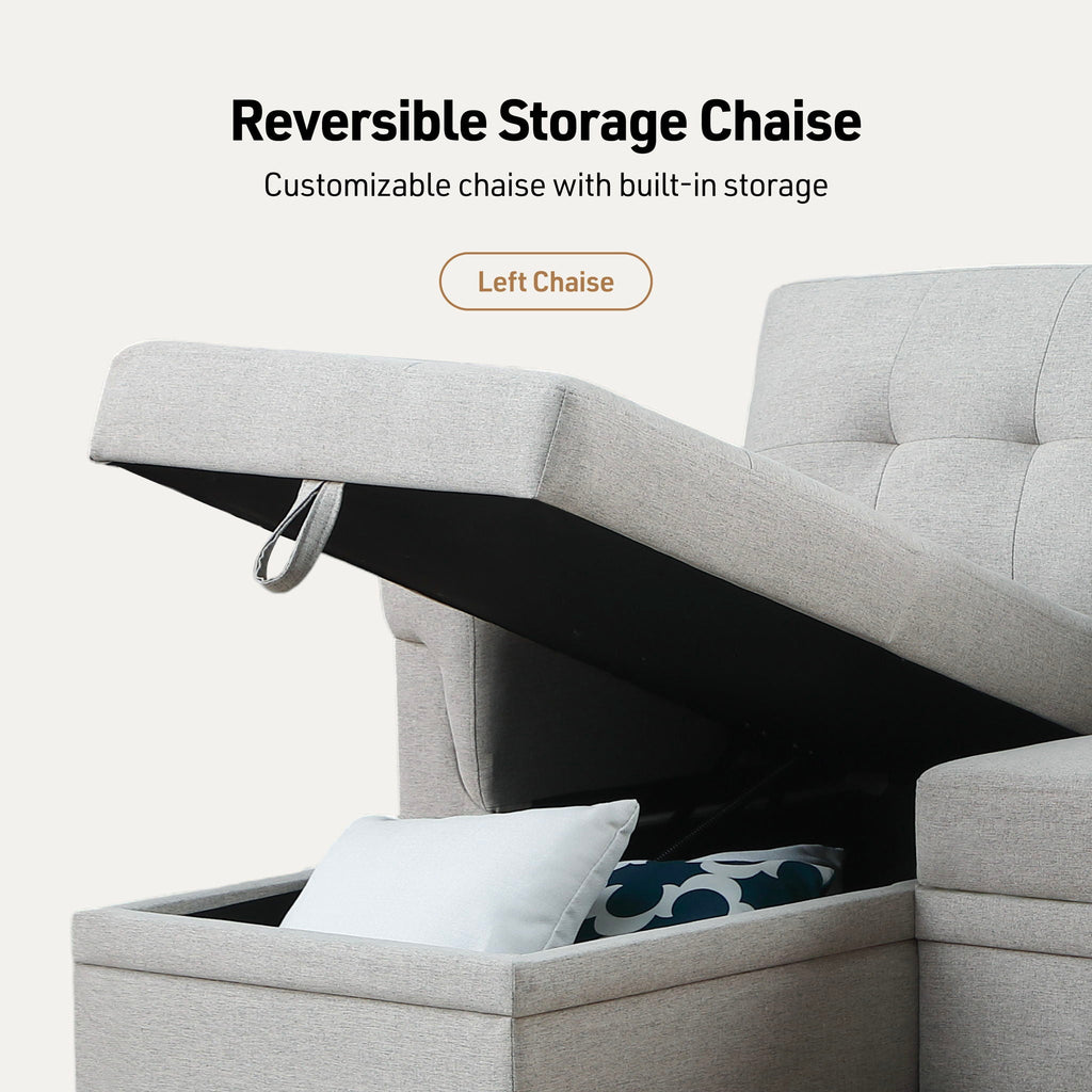 Lucca - Reversible Sleeper Sectional Sofa With Storage Chaise