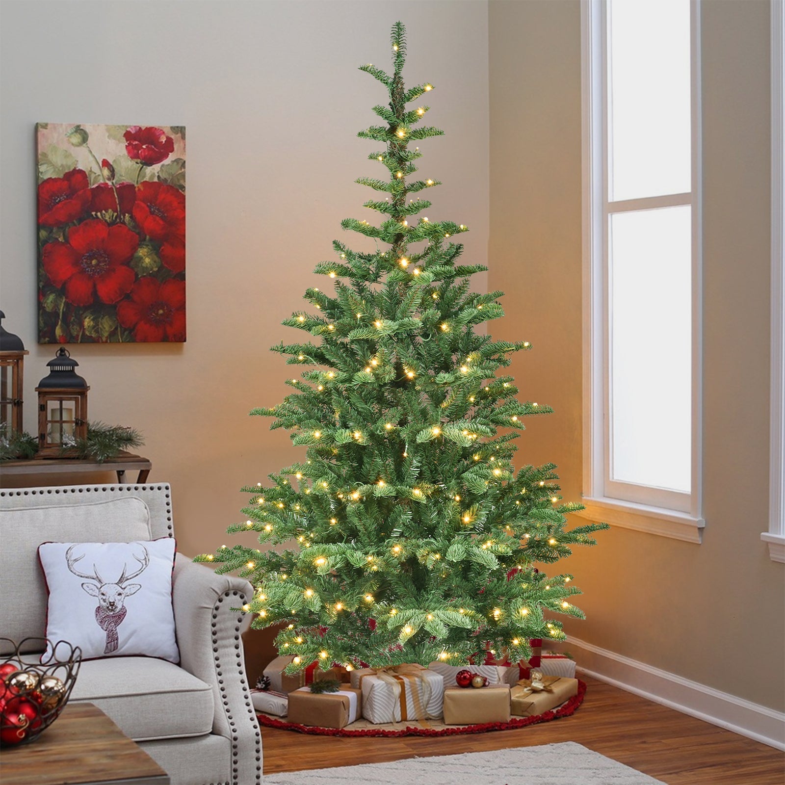 8ft Pre-Lit Christmas Tree with 500 Warm LED Lights