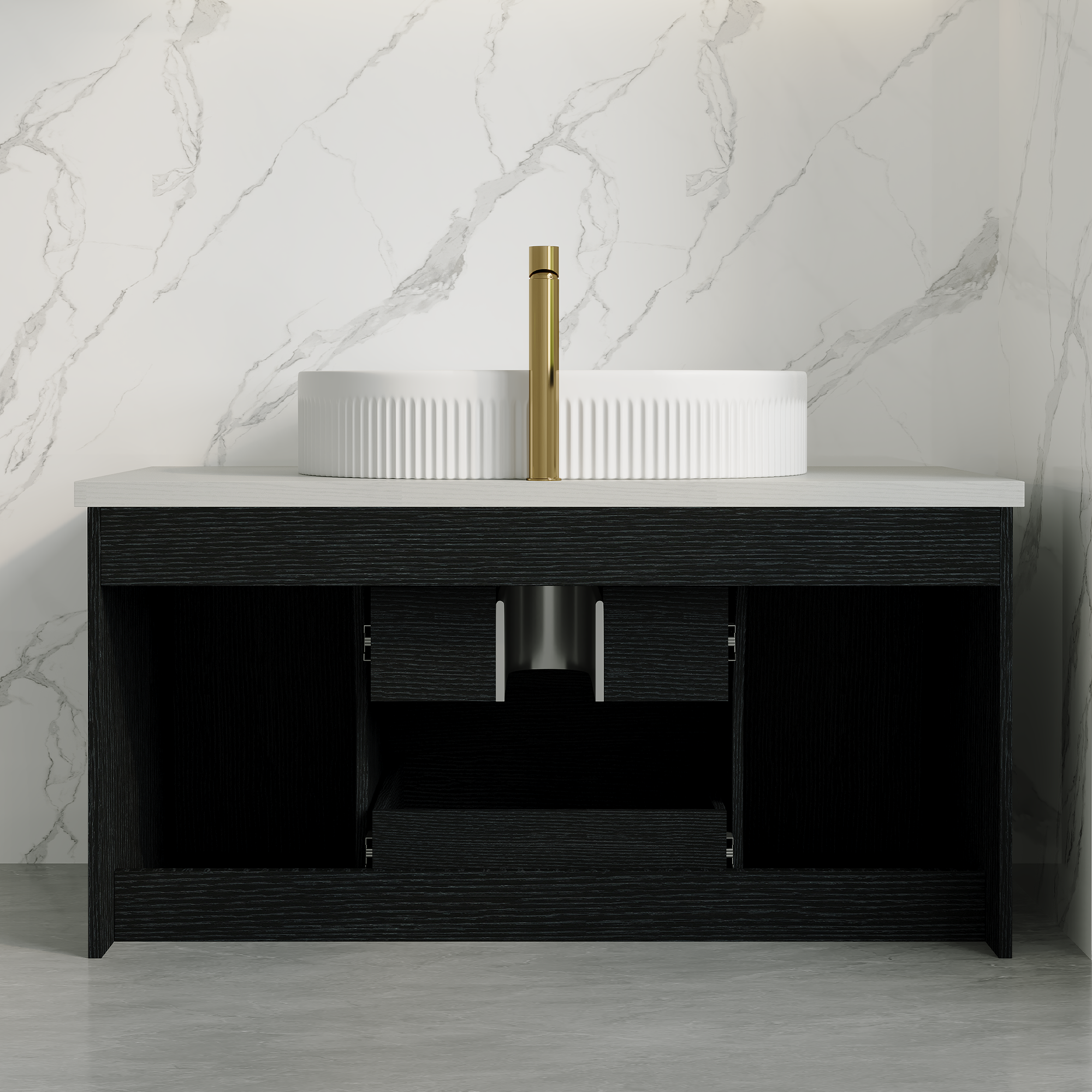 39.4 in Modern Floating Bathroom Vanity with Ceramic Sink