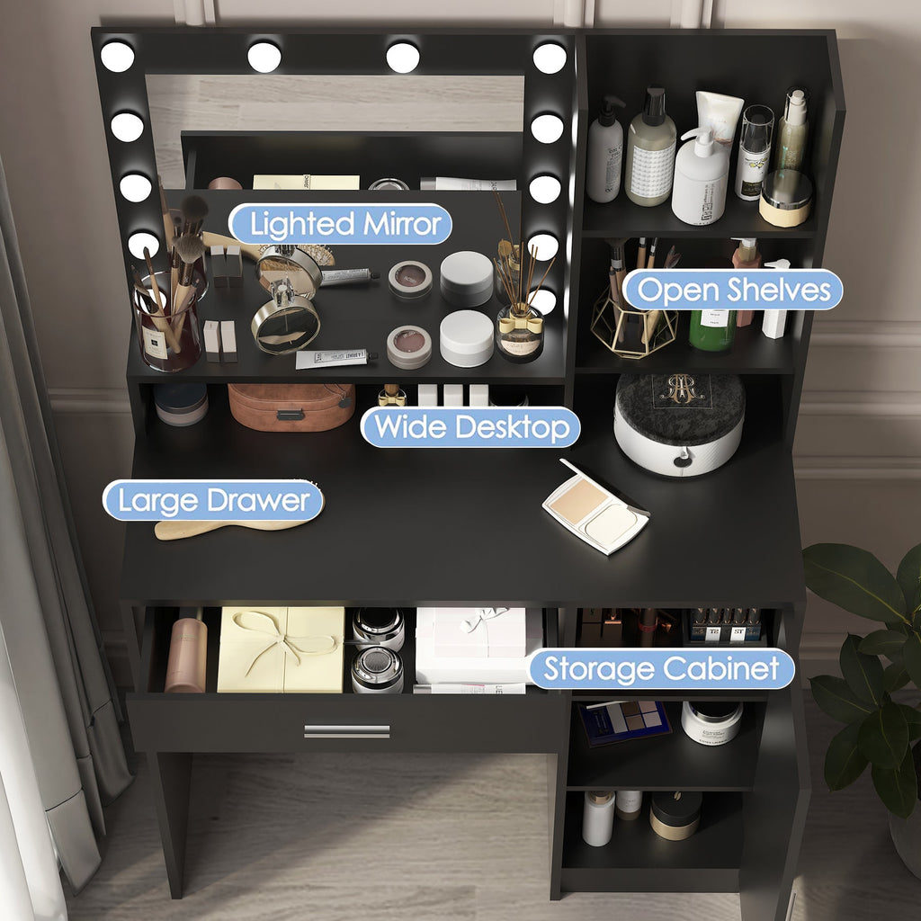 Vanity Desk with Mirror & Light