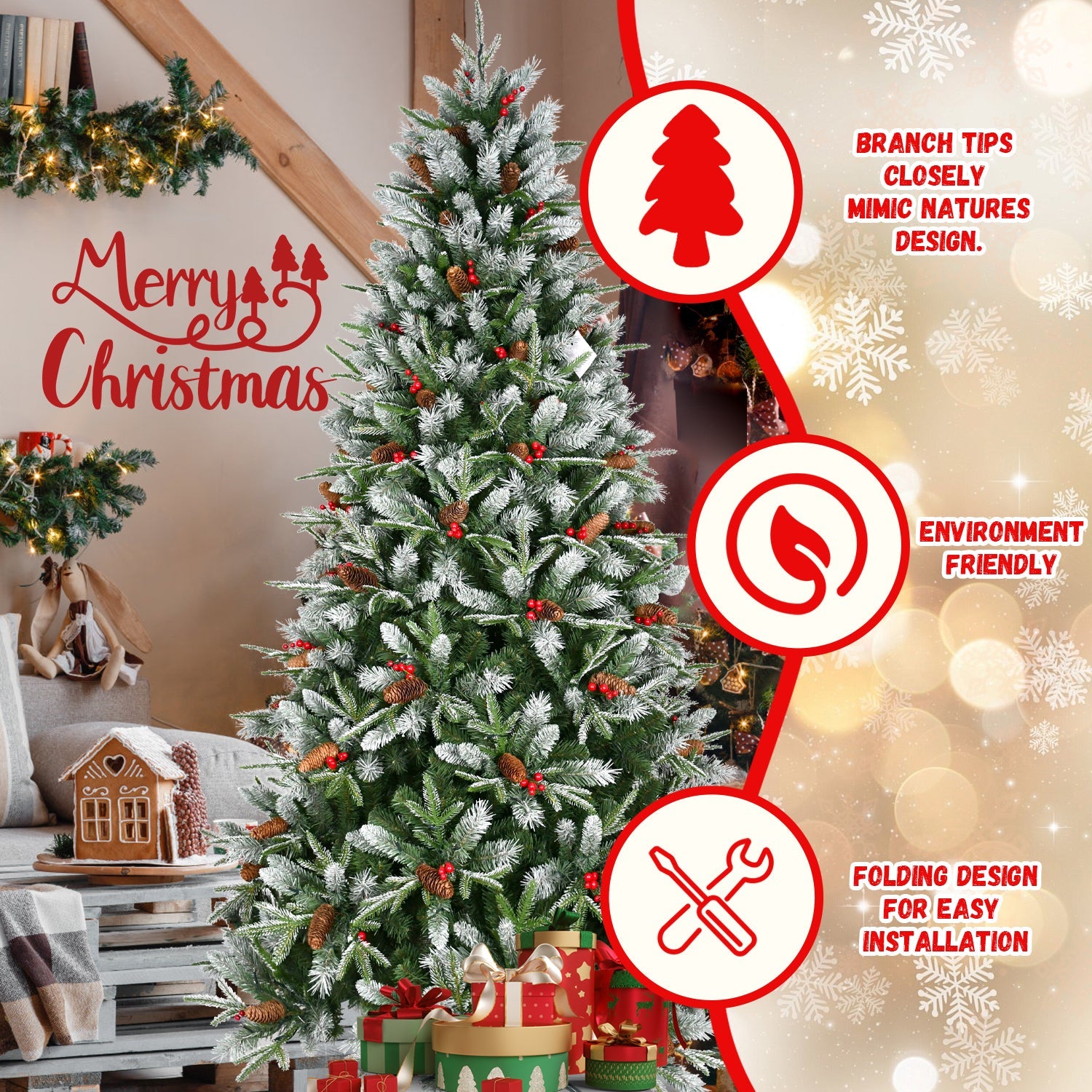 6FT Christmas Tree with 1593 Tips