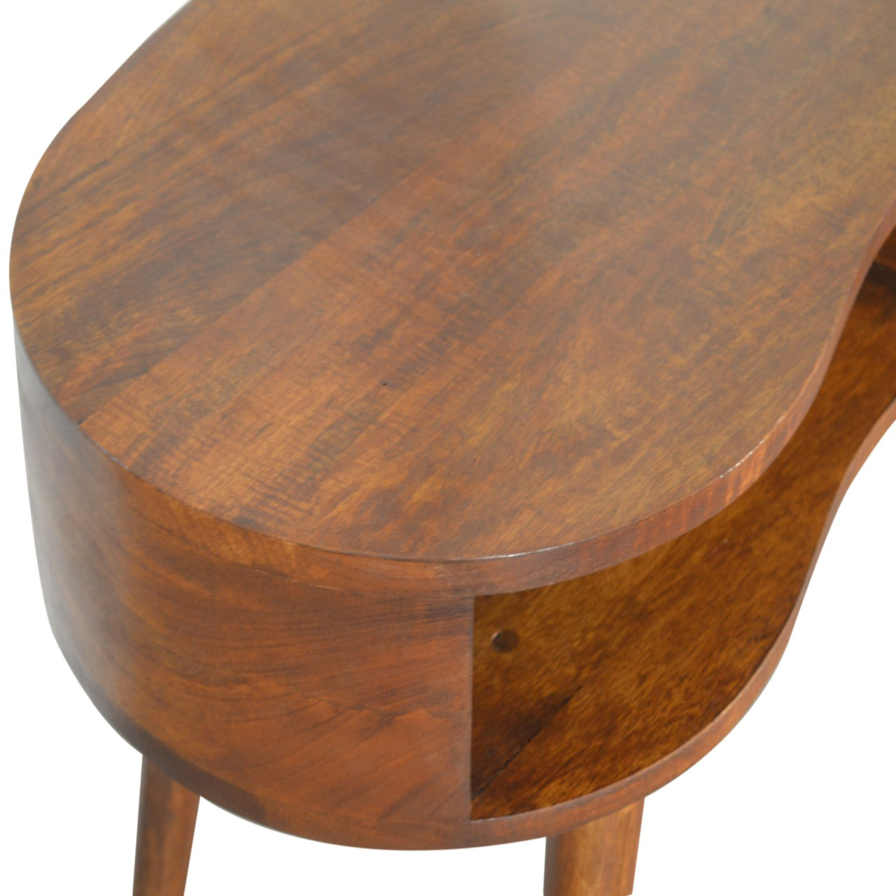 Solid Wood Chestnut Rounded Writing Desk, 1-Drawer, 1 Open-Slot