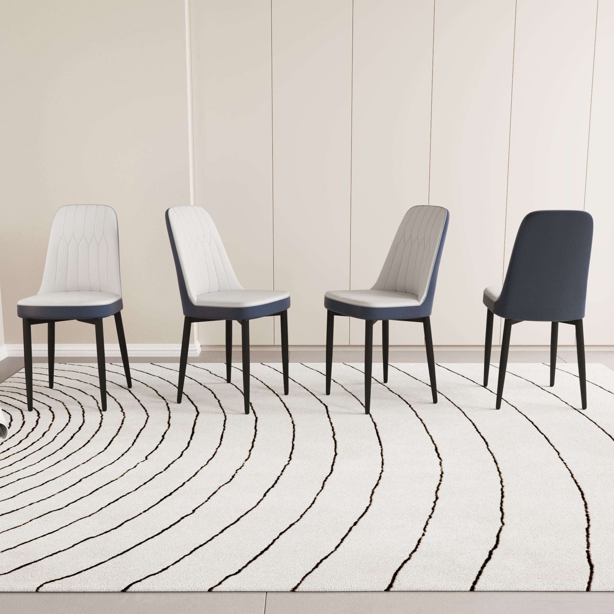 Modern Dining Chair With Cushions And Metal Legs