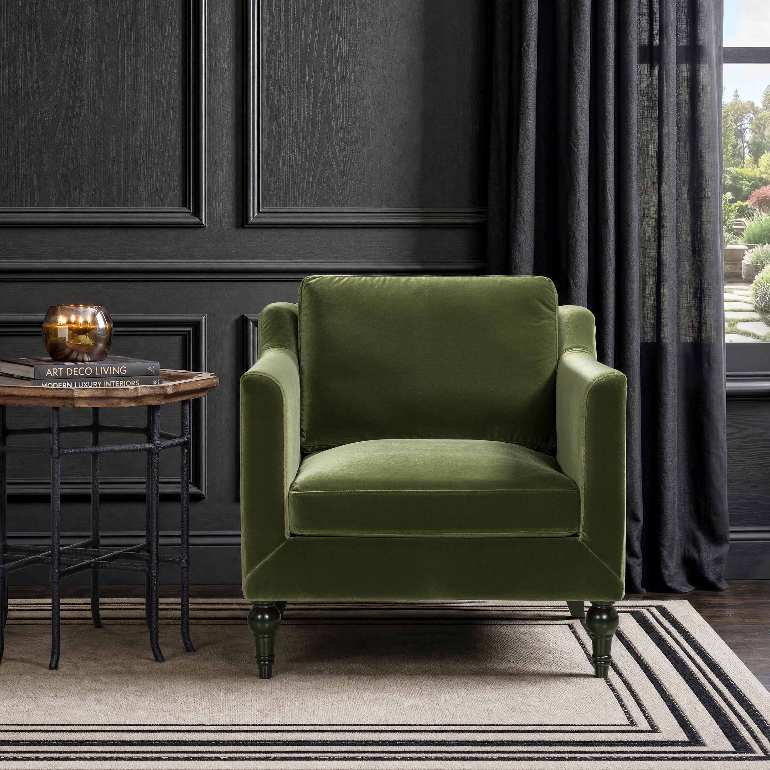 Josephine 33" Upholstered Accent Chair, Olive