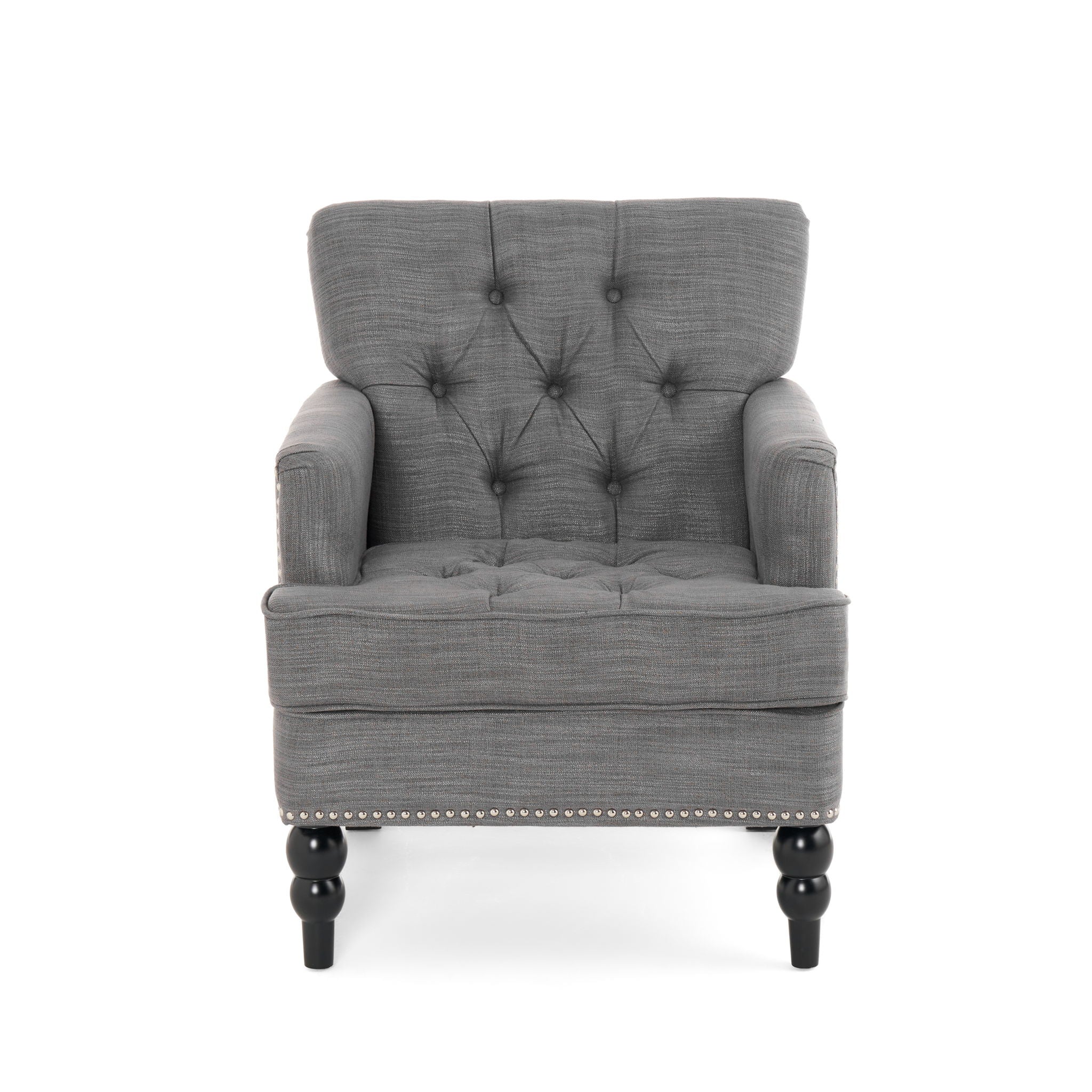 Harrison Tufted Club Chair with Button Tufted Back and Birch Wood Legs