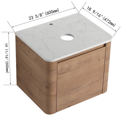 24'' Wall-Mounted Bathroom Vanity with Soft-Close Door