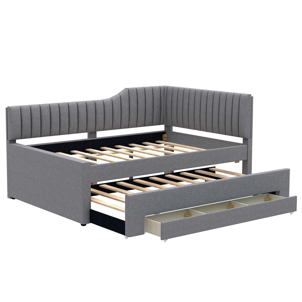 Upholstered Daybed With Trundle And 3 Drawers