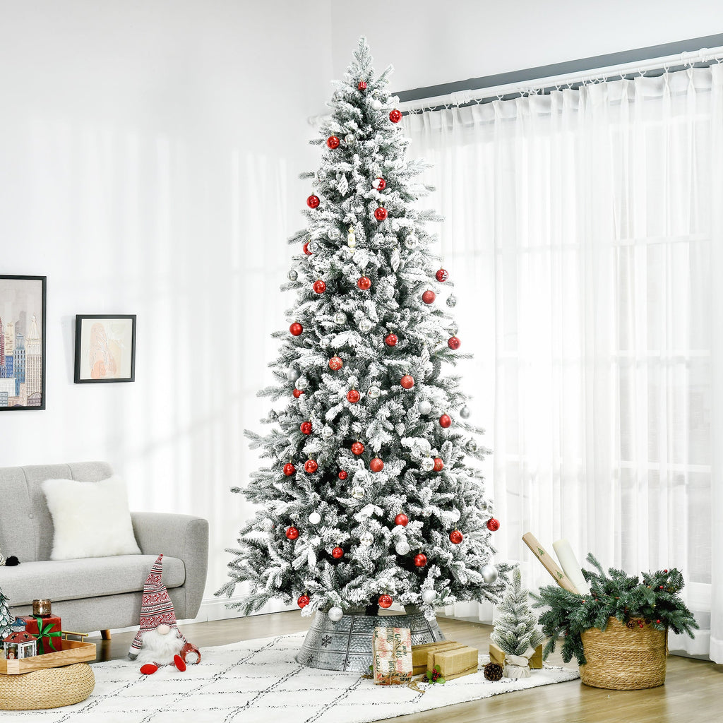 HOMCOM 9 Foot Pine Snow Flocked Artificial Christmas Tree