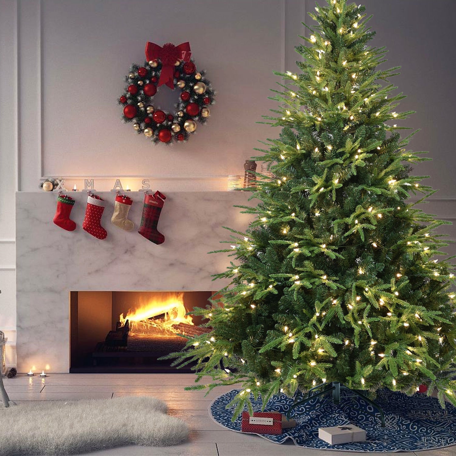 4ft Pre-Lit Artificial Christmas Tree with 150 Warm Lights