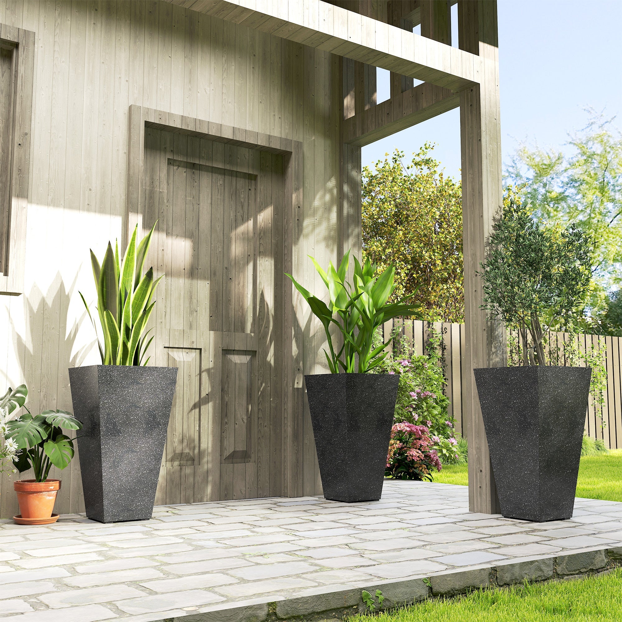 Outsunny 28" Tall Planters, Set of 3