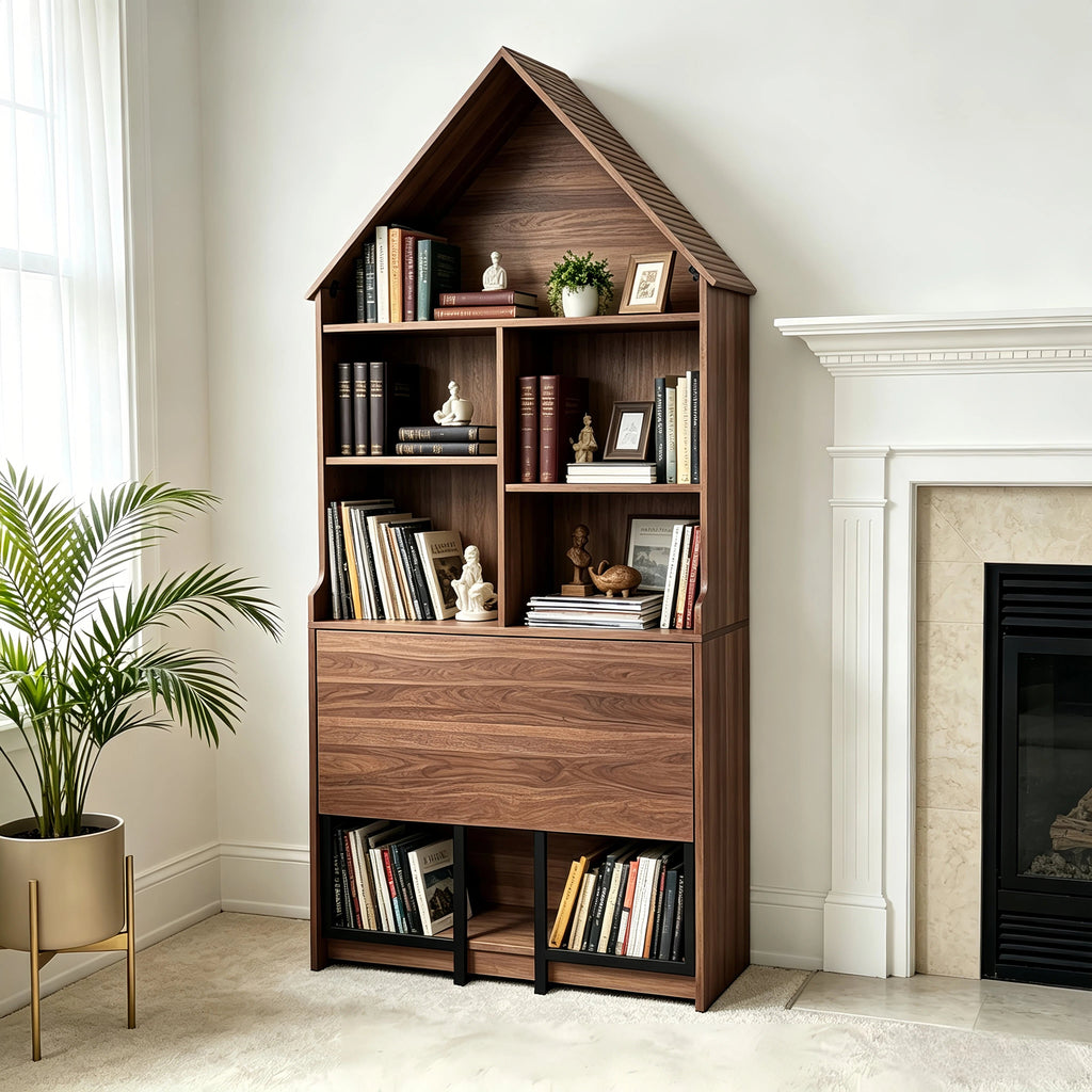 Folding Craft Desk with Storage Shelves