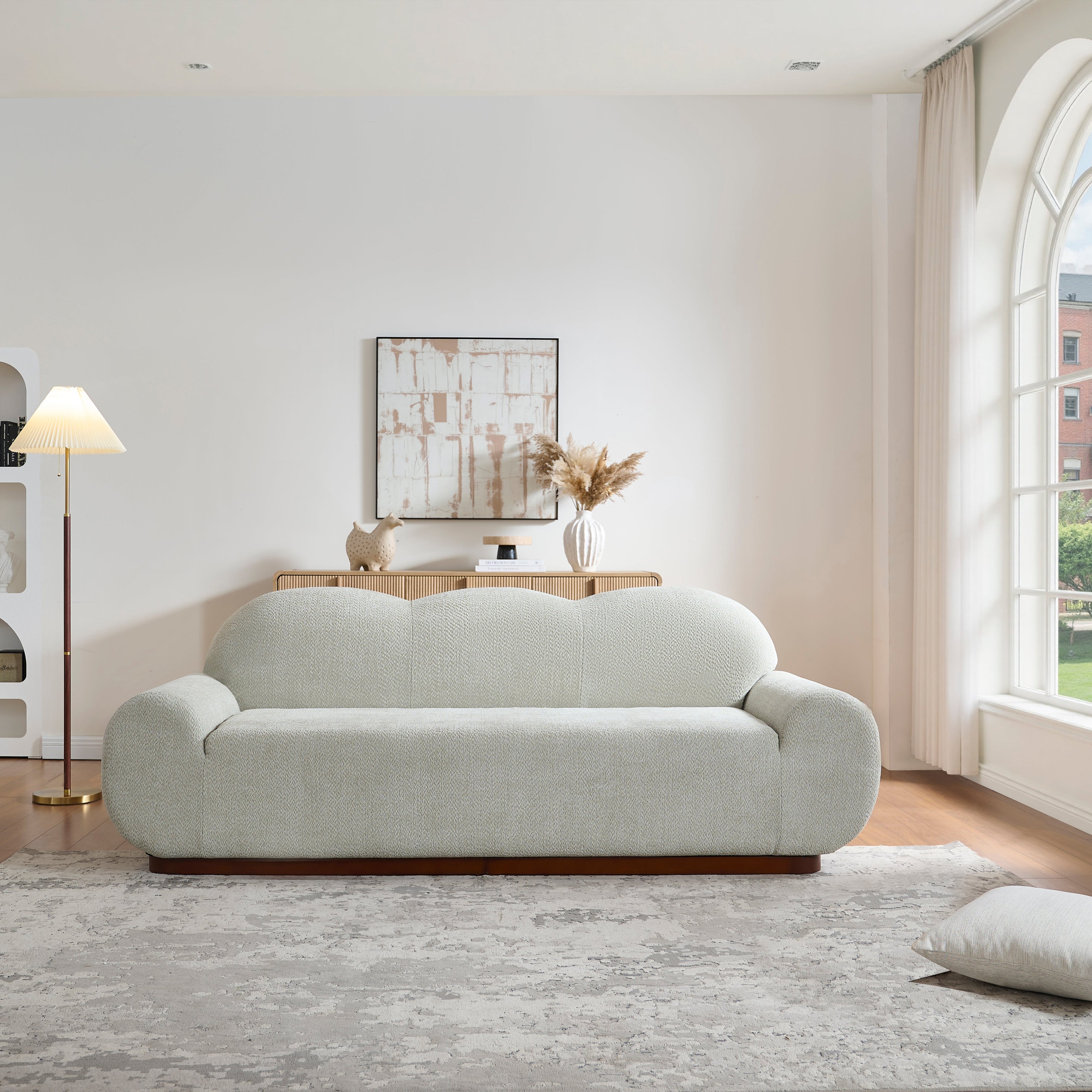 88in Round Arm Cloud Curved 3-Seater Modern Upholstered Boucle Sofa