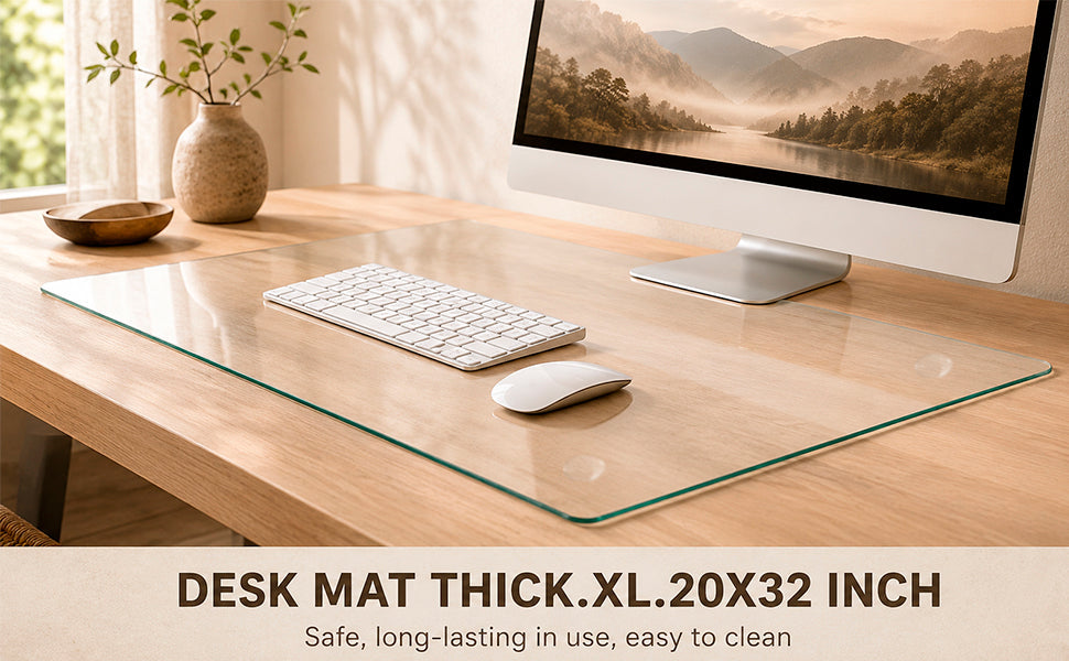 Clear Tempered Glass Table Mat - 20X32 Inch
