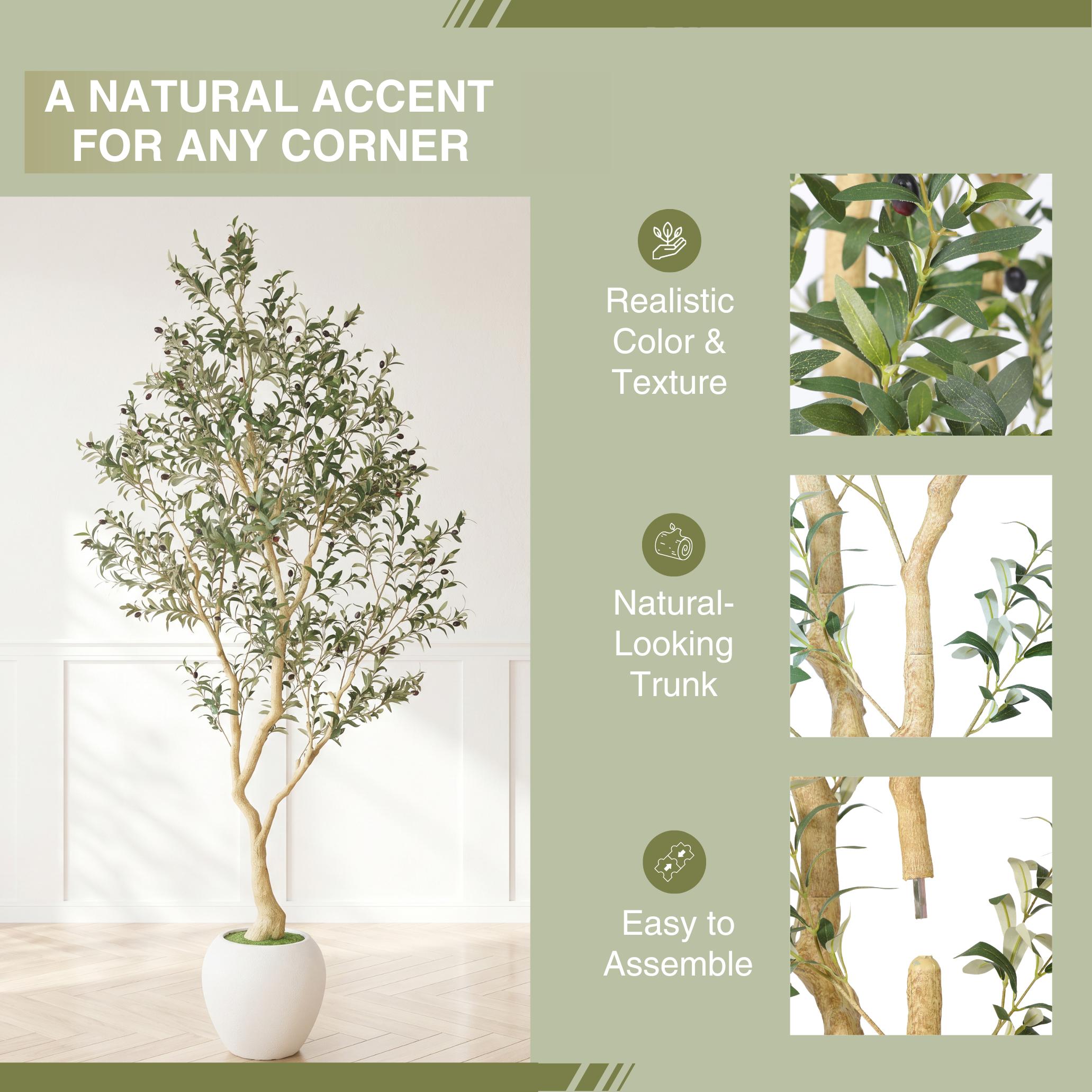8.2FT Artificial Olive Tree With Big Decorative