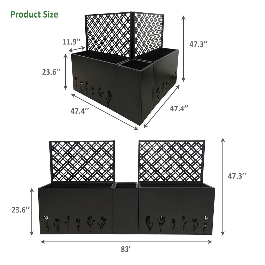 Metal Planter-Trellis Combo Set of 3