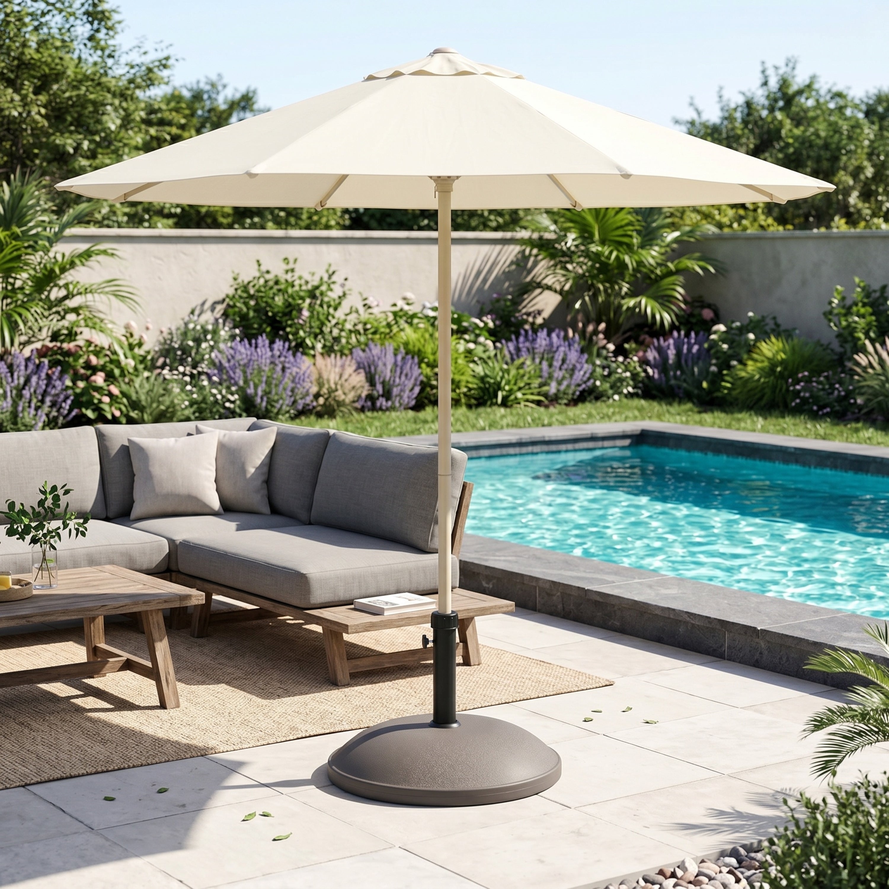 Ander Outdoor 68-Pound Round Umbrella Base - Brown