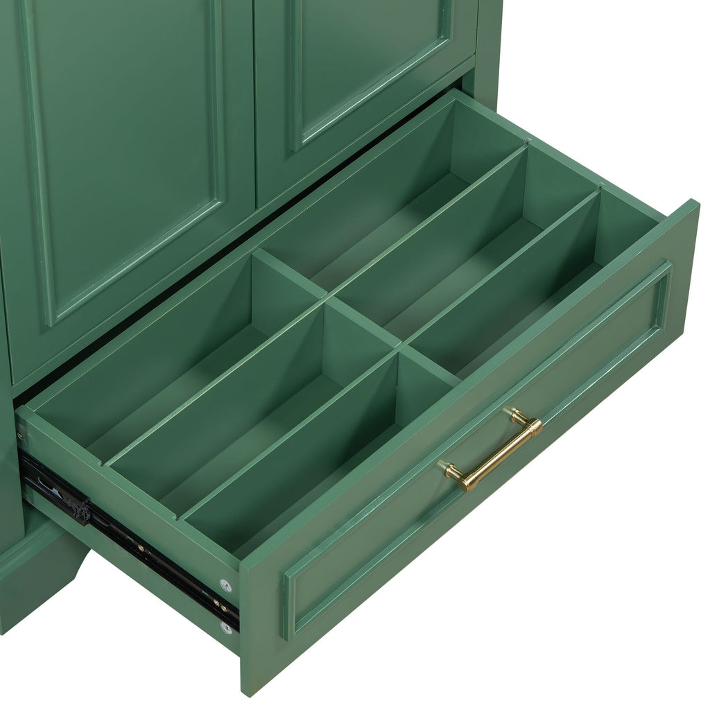 Bathroom Vanity With Sink, 1 Divided Drawer And 2 Soft Close Doors With Double Shelf