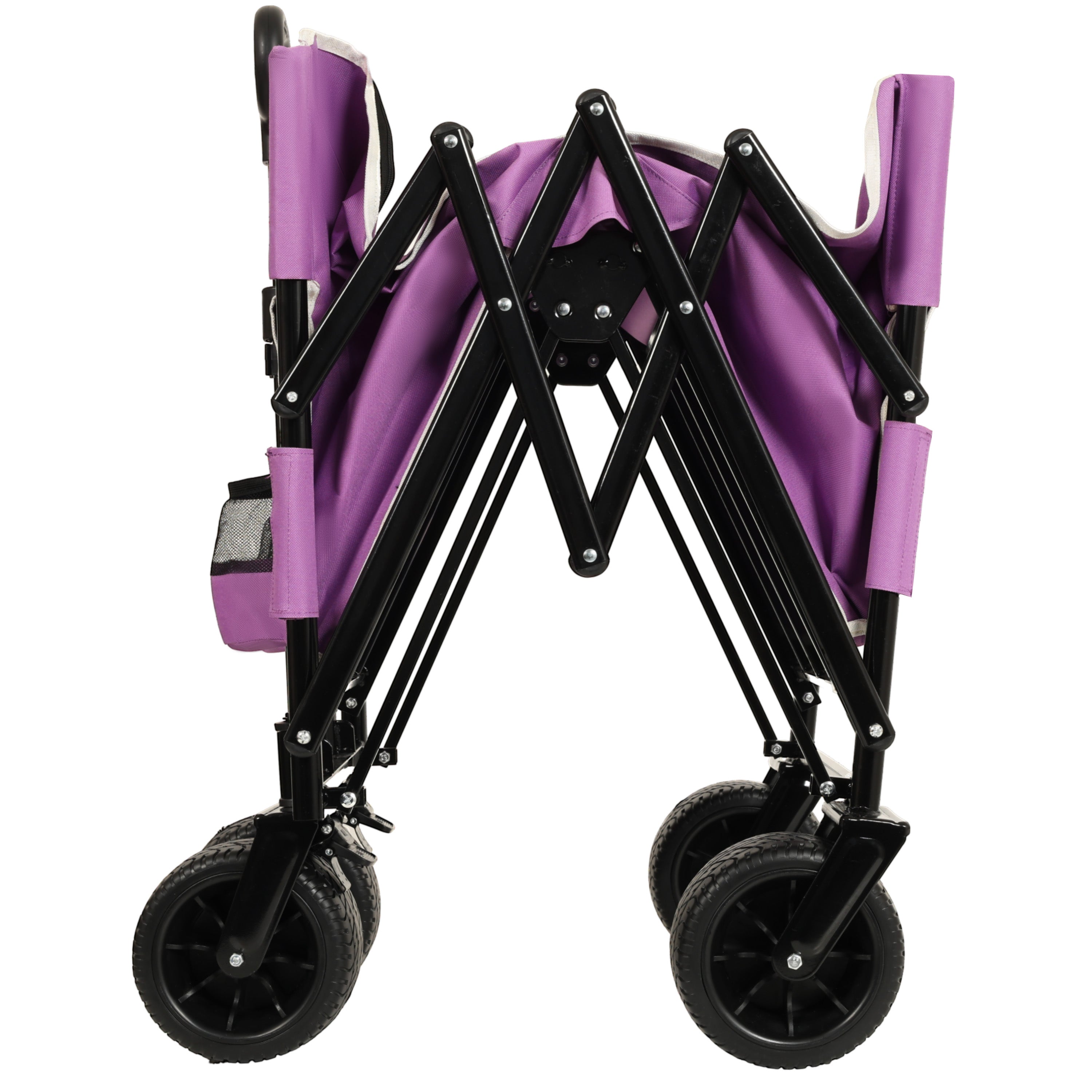 3-in-1 Folding Wagon Cart with Bench Seat & Storage
