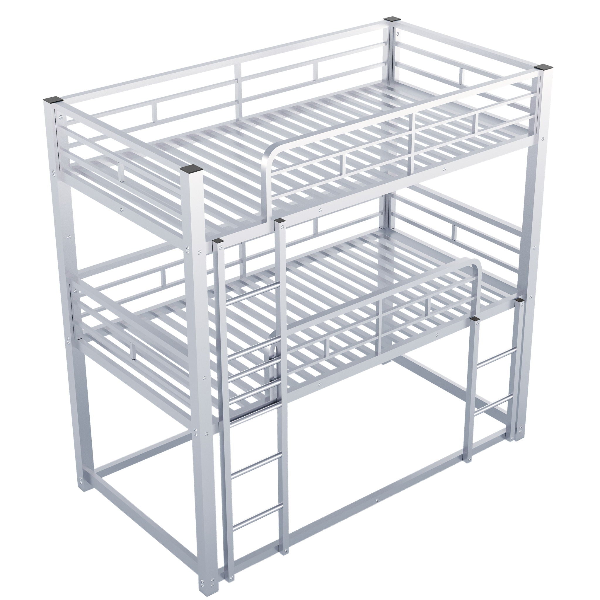 Triple Bunk Bed With Sturdy Construction And Space Saving Design