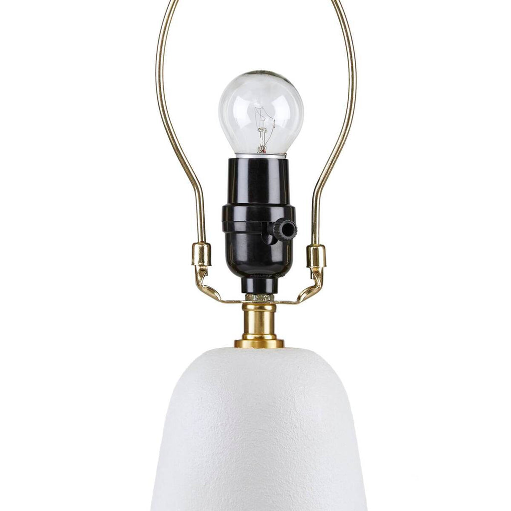 Textured Ceramic Table Lamp with Fluted Fabric Shade - White