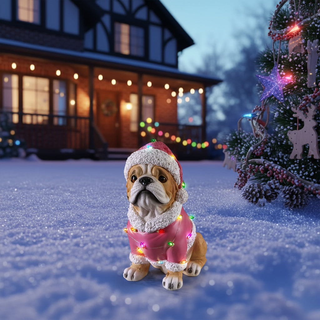 Christmas Pug Statue, Holiday Dog Figurine