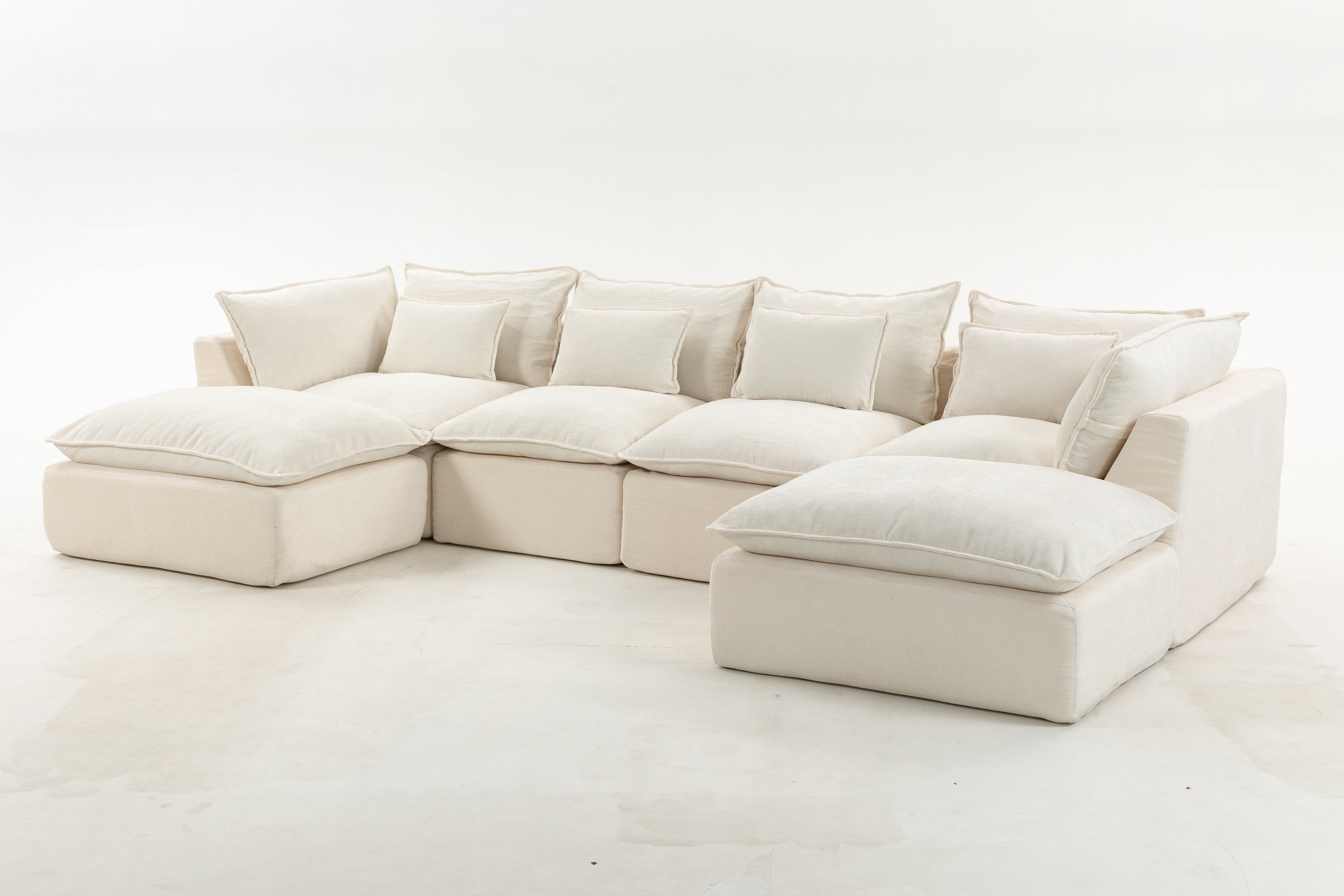 129.8" Width Cloud Couch Oversized Modular Sectional Sofa