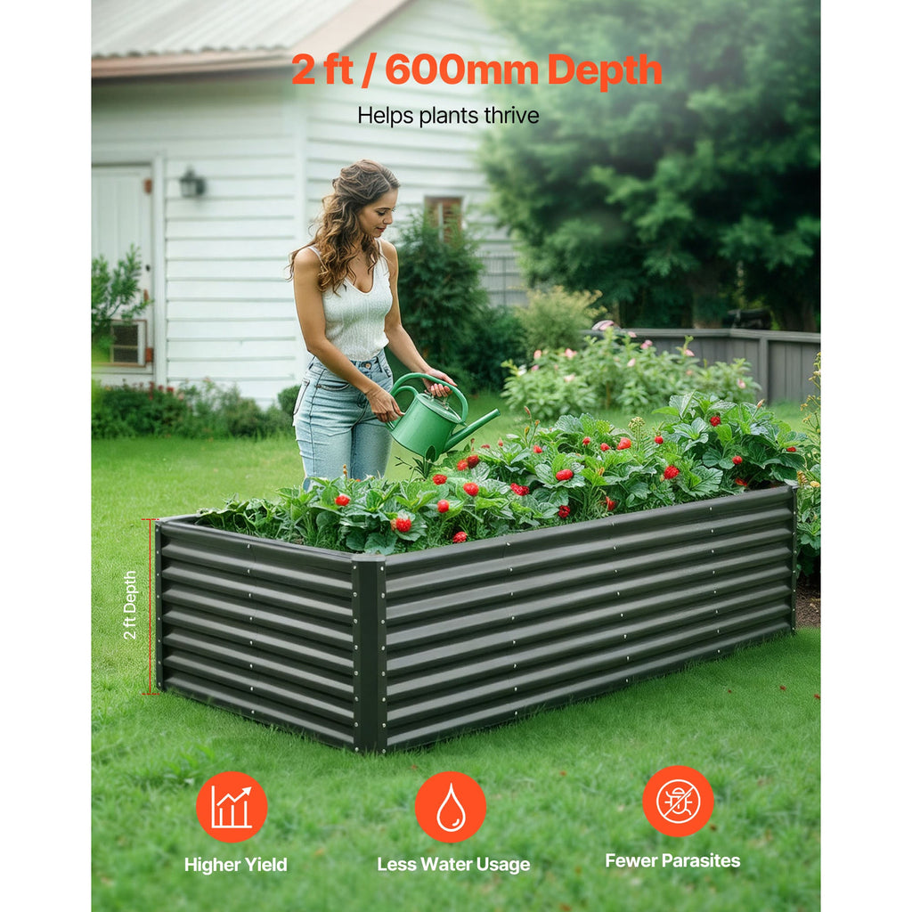 Metal Raised Garden Bed - 8 x 4 x 2 ft Outdoor Planter
