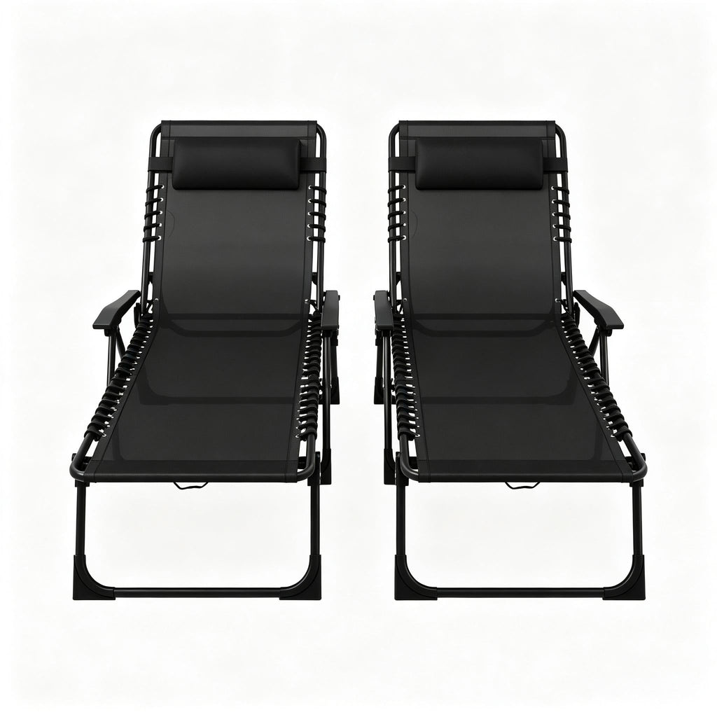 2pcs Folding Chaise Lounge Pool Chairs