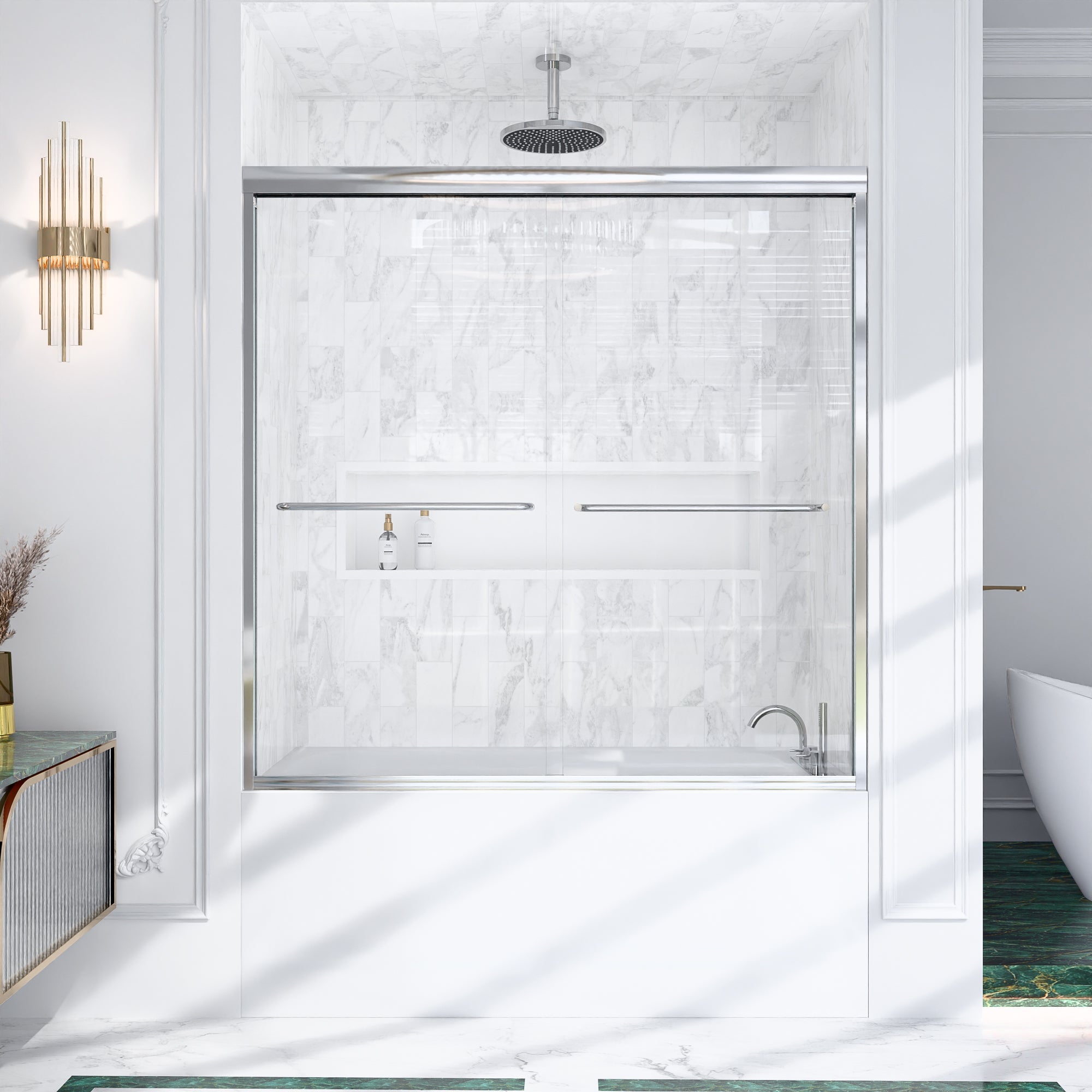Semi-Frameless Double Sliding Shower Door
