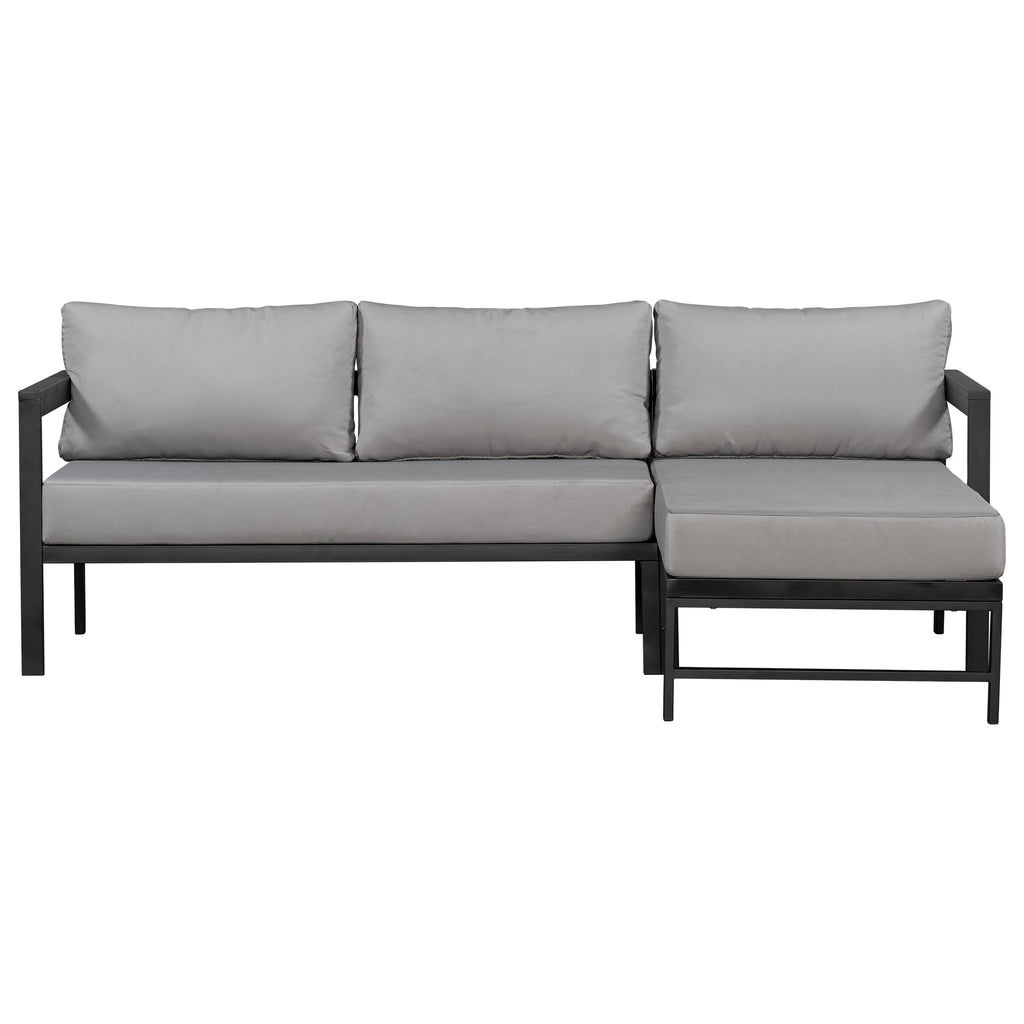 U_style Outdoor L-Shaped Sofa with Iron Frame and Ultra-Thick Cushions