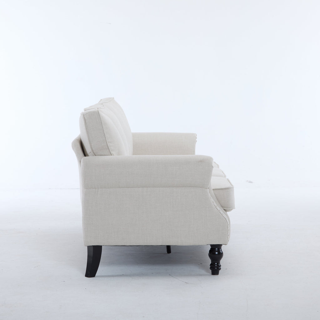 83 Inch Faux Leather Rolled Arm Sofa with Nailhead Trim