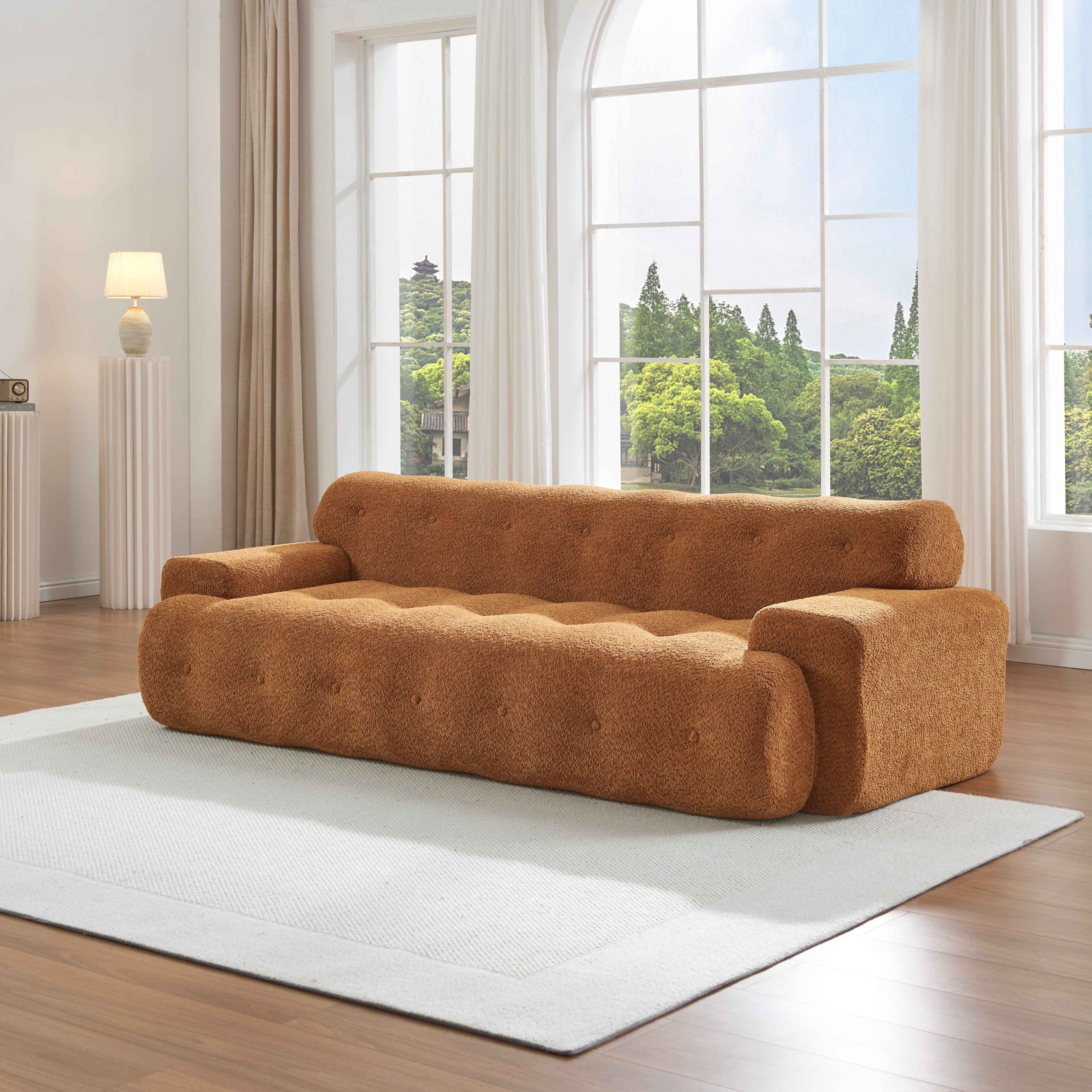 88 in. Cloud 3 Seater Boucle Sofa with Button Tufted Comfy Upholstered Couch, Nomad
