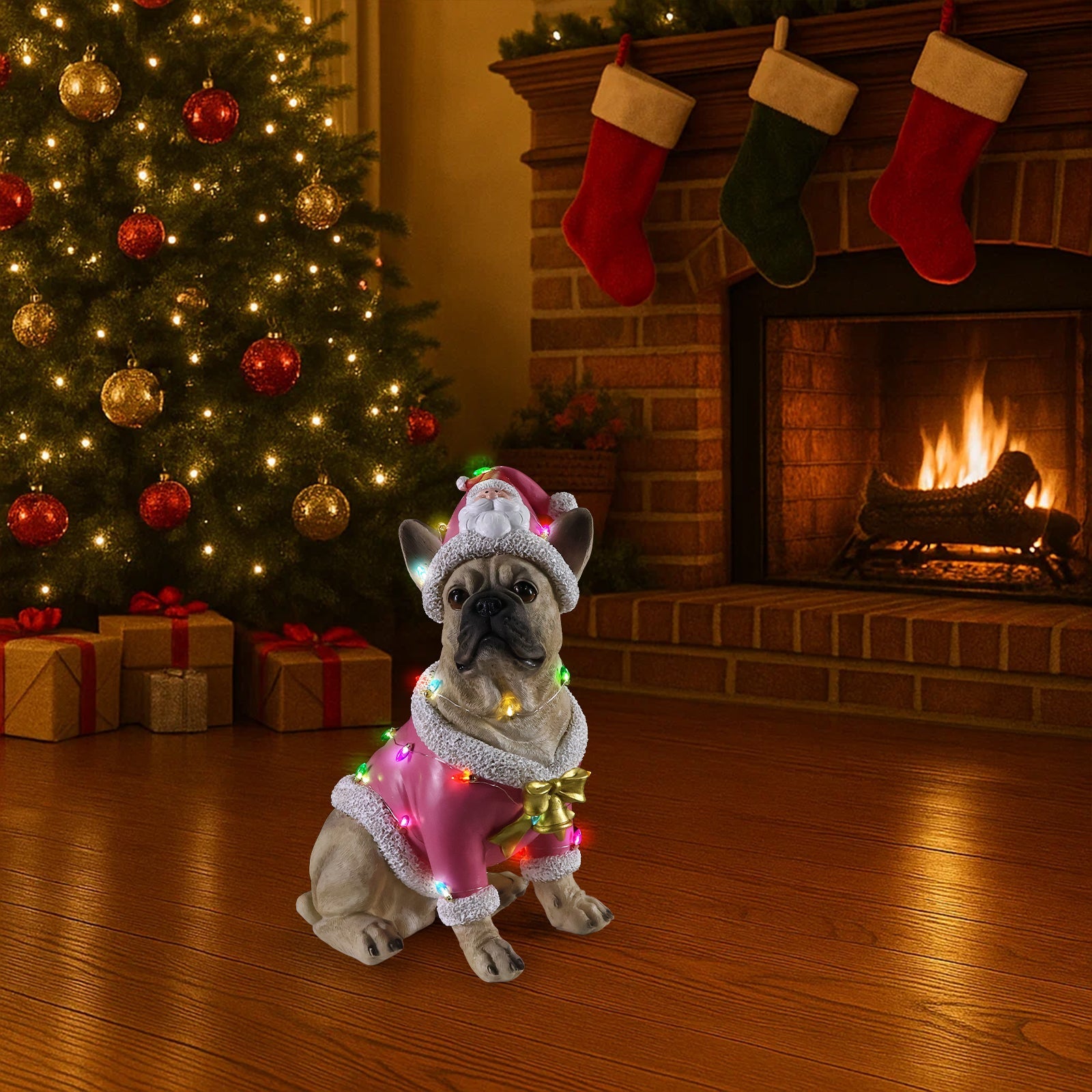 Christmas French Bulldog Statue