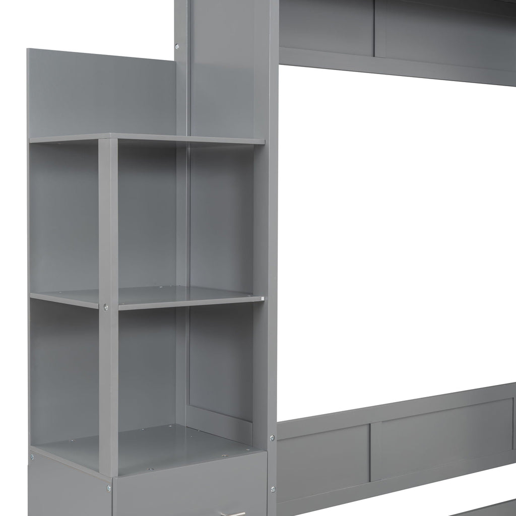 Murphy Wall Bed With LED Lights, Shelves And Drawers
