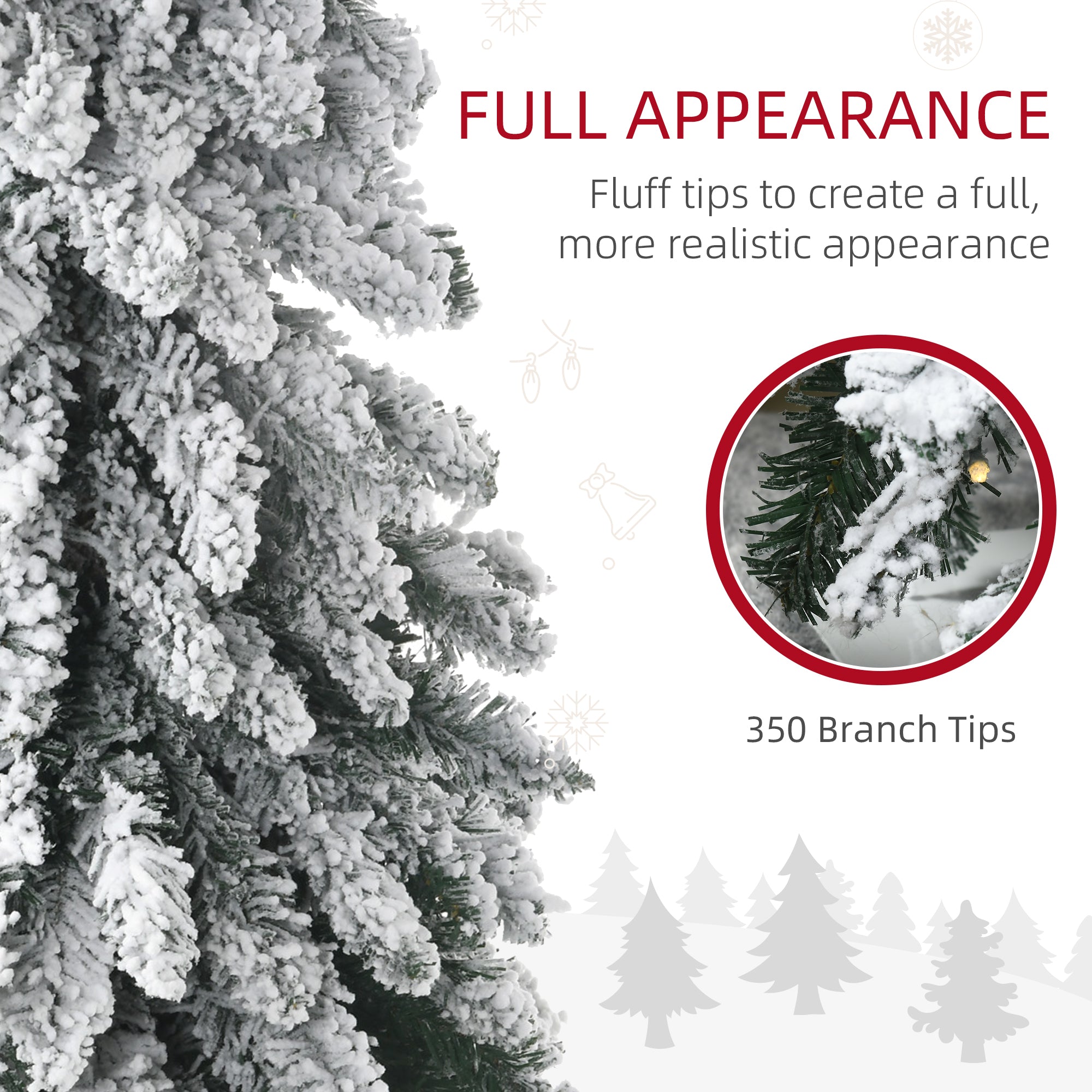 HOMCOM 7ft Tall Prelit Pencil Artificial Christmas Tree